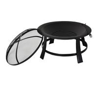 30” Round Metal Fire Pit With Cover-Black