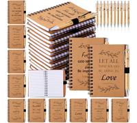 30 Set Christian Gifts Bulk Inspirational Spiral Notebook Bible Verses Ballpoint Pen Prayer Journal Religious Party Favor God Scripture Notepad for Teacher Women Church Party Office (Brown)