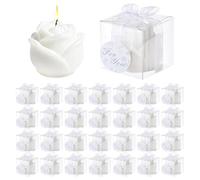 30 Set Flower Candles Wedding Favor for Guests Mini White Rose Shaped Tealight Candles for Return Gift Wedding Birthday Bridal Shower Housewarming Party