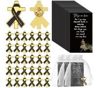 30 Set Funeral Favors for Guest Cross Pins Memorial Ribbons Pins Organza Bags Sympathy Thank You Tags for Religious Christian Mourning Remembrance Day Celebration of Life Favors