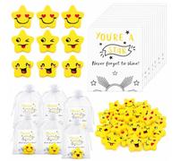 30 Set Gifts for Students from Teachers, Star Eraser Rubber with Greeting Card Muslin Bag, from Teachers Coworkers Students, Leaving Favors, You're a Shining Star First Day of Class