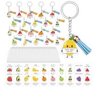 30 Set Inspirational Employee Appreciation Gift Bulk Emotional Support Keychain with Tassels Positive Card Acrylic Fruit Keyring Thank You Gift for Coworker Nurse Volunteer Teacher Appreciation Favors