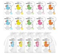 30 Set Inspirational Gifts Luminous Mini Resin Duck Keychains with Motivational Pun Cards Organza Bags Glow in the Dark Tiny Animals for Employee Coworkers Back to School Gifts Duckling Party Favors