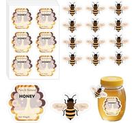 30 Set Pure Natural Honey Jars and Bottles Labels 2 x 2.5 Inch Bee Shaped Thank You Card Farm Kitchen Name Business Round Mason Jar Labels for Honey Quart Jars and Honey Bears
