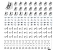 30 Set Silver 2020 Series Aluminum Extrusion Profile Connector, includes 1pc Wrench, 30pcs 2028 Corner Bracket, 60pcs T-Slot Sliding Nuts and Hex Screw Bolt for Slot 6mm 20S Aluminum Rail Accessories