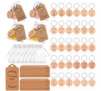 30 Set Wooden Bible Inspirational Keychains Christian Quote Keyrings Bulk with Thank You Cards & Organza Bags Bible Verse Key Rings for Prayer Appreciation Engraved Religious Church Gifts