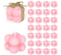 30 Sets Bubble Candle Favours for Guests, Scented Freesia Bubble Candles with Boxes Gift Tags, Candle Gift Set for Wedding Bridal Shower Birthday Gender Reveal Party (Pink)