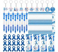 30 Sets Diabetes Awareness Items Ballpoint Pens Blue Ribbon Pins Keychains | Inspirational Cards Bags Type 1 Diabetes Prevention Type 1 Diabetes Accessories for Non Profit Charity Fundraiser Supplies