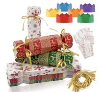 30 Sets Diy Christmas Crackers Bulk,Christmas Party Crackers,Make Your Own Xmas Cracker Kit,Xmas Luxury Cracker Candy Paper Boxes with Hats/Joke,Xmas Family CrackerGift for Winter Decor