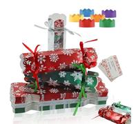 30 Sets Diy Christmas Crackers Bulk,Red Green Silver Christmas Party Crackers,Make Your Own Xmas Cracker Kit,Luxury Cracker Candy Paper Boxes with Hats/Joke,No Snap,Xmas Cracker Ideas for Adults Kids