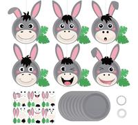 30 Sets Easter Donkey Crafts Kit Easter Palm Sunday Party DIY Plate Arts Craft Kits Make a Donkey Ornaments Decorations Party Favors Gifts Supplies for School VBS Home Classroom Family Activities