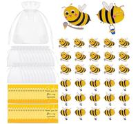30 Sets Employee Appreciation Gift Bee Pins Bulk Bee Brooches Party Lapel Pin Bee Badge Organza Bag Cards Thank You Gift for Coworkers Volunteer Teacher Pins Bee Lovers Bee Day