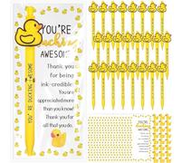 30 Sets Employee Appreciation Gifts Bulk Inspirational Duck Ballpoint Pens with You Are Awesome Cards Resin Duck Emotion Support Positive Gift Thank You Gifts for Staff Coworker Team Teacher Nurse