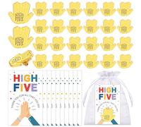 30 Sets Employee of The Month Pins Gifts Bulk-30 High Five Hand Lapel Pin Badges,30 Thank You Greeting Cards,30 Organza Bags Staff Team Appreciation for Colleagues Nurses Volunteers Teachers Students