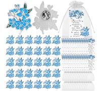30 Sets Forget Me Not Pin Badge Memorial Pins Bulk Celebration of Life Funeral Favours for Guests Lapel Pin Brooches Organza Bags Memorial Funeral Gift for Loved Ones (Forget Me Not, 30)
