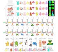 30 Sets Inspirational Keychains with Luminous Resin Animals Pun Cards | Employee Appreciation Gifts Bulk Motivational Thank You Gifts for Colleagues Coworkers Teacher Staff Team