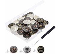 30 Sets Jean Replacement Buttons 17mm Jean Buttons Button for Jeans in Storage Box (Bronze,Silver,Copper)