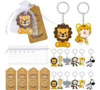 30 Sets Jungle Animals Keyring Mini Animal Pendant Colourful Keychain Pendant Zoo Theme Party Bag Filler Backpack Keychain