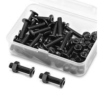 (30 sets) M5 x 20mm Flat Round Hexagon Socket Head Bolts and Nuts kit 304 Stainless Steel Black Oxide, Furniture bolts, Connector Screws for Furniture