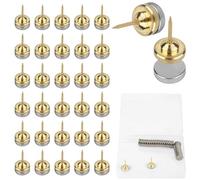 30 Sets Magnetic Push Pins, Flat Drawing Pin with 30 Whiteboard Small Magnet Photo Hanging Metal Thumb Tacks Decorative Magnetic Wall Thumbtacks Picture Hangers Supply for Maps Cork Board