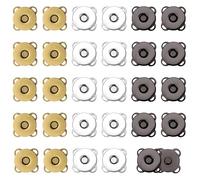 30 Sets Magnetic Snap Buttons, 14mm Plum Magnetic Snap Closures Fastener Sewing on Magnetic Clasps Button for Purses Bags Clothes Handbags Leather DIY Craft (Bronze+Dark Gray+Silver)