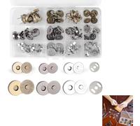 30 Sets Magnetic Snap, Buttons Metal Sew-on Fasteners for DIY Handbag, Purse, Wallet, Craft, Leather Bag - 3Colours (Silver, Gold, Bronze)