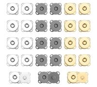 30 Sets of Magnetic Buttons, 0.7in/18mm Smooth Magnetic Snap Buttons Closures Plum Magnet Snap Button Fasteners for Sewing Clothing Bags Purses Briefcases (Gray, Light Gold, Silver)