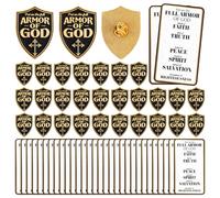 30 Sets Put On The Whole Armor of God Lapel Pins Lapel Pin for Men Christian Pins with Cards Christian Party Favors Religious Goldtone Hat Pin for Men Collectors Military Church Sunday School Party