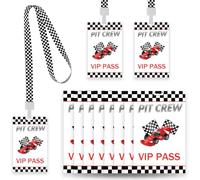 30 Sets Racing VIP Pass Cards with Checkered VIP Pass Cards Breakaway with White and Black Race Flag Lanyards for VIP Racing Themed Party Decorations Birthday Party Backstage Pass VIP Car Accessories