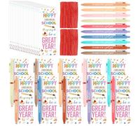 30 Sets Welcome Back To School Gifts for Students-Morandi Color Ballpoint Pens with Greeting Cards First Day of School Gift for Classmate Classroom Prizes for Pulip Kindergarten Preschool Students