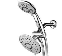 30-Setting 6 Inch Rain Shower Head with Handheld Shower Combo Featuring Patented ON/Off Pause Switch by Hydroluxe - Use Each Showerhead Separately or Both Together! Premium Chrome Finish