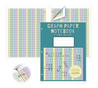 30 Sheet Colored Graph Paper Notebook 8.5"x 11" Large Square Graph Paper for 3 Ring Binder 1/2 Inch Squares Math Grid Notebook 3 Hole Punch Graph Writing Paper for Kids School Dyslexia Dysgraphia