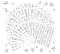 30 Sheets 3 Size Silver Star Stickers, Glitter Self-Adhesive Silver Stickers for Handicrafts Christmas Decoration, Classroom Teacher Supplies, Glitter Stars Sticker as Reward Labels