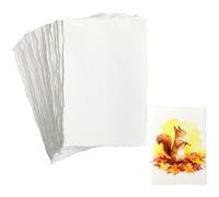 30 Sheets A6 Watercolor Paper, 300 GSM Textured Paper Deckled Edge Papers, Mixed Media Cotton Handmade Papers for Wedding Invitations, Watercolour Cards and Envelopes, DIY Crafts and Painting, White
