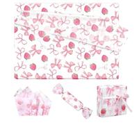 30 Sheets Bow Strawberry Sydney Tissue Paper, 50 x 35 cm Pink Bow Sydney Papers for Wrapping Gifts, Preppy Gift Tissue Paper for Crafts Packaging Girls Birthday Valentine's Day Baby Shower Decor