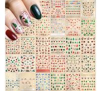 30 Sheets Christmas Nail Stickers, 3D Glitter Snowflake Reindeer Christmas Nail Art Stickers, Self-Adhesive Nail Decals for Xmas Winter Holiday Nail Design Decorations
