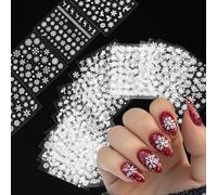 30 Sheets Christmas White Snowflakes Nail Art Sticker Decals 3D Self- Adhesive Snowman Elk Design Nail Decals Christmas Sleigh Nail Supplies Stars Lace for Women Kids DIY Nail Art Decoration
