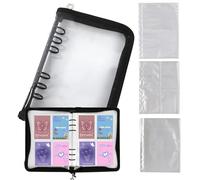 30 Sheets Clear Binder Sleeves Pocket Sheets Protectors Sticker Organizer Binder A5 Reusable Sticker Collecting Book Storage Album Holder with Pocket Pages Zipper Cover Collection Container