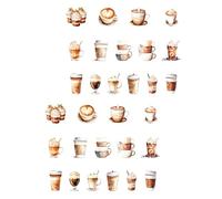 30 Sheets Coffee Girl Character Sticker Scrapbooking Sticker Laptop Decal Coffee House Series Decorative