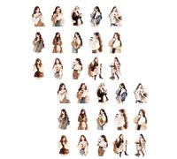 30 Sheets Coffee Girl Character Sticker Scrapbooking Sticker Laptop Decal Coffee House Series Decorative