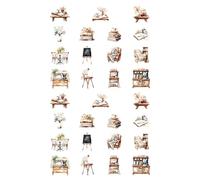 30 Sheets Coffee House Series Decorative Sticker Laptop Sticker Coffee Girl Character Scrapbooking Decal