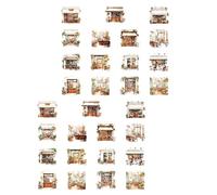 30 Sheets Coffee House Series Decorative Sticker Laptop Sticker Coffee Girl Character Scrapbooking Decal