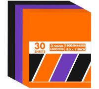 30 Sheets Colored Cardstock 8.5" X 11",Construction Paper Assorted Colors Card Stock printer paper for Printing, Invitations,Card making,Craft,Scrapbook Supplies (orange/black/deep purple, 30 Sheets)