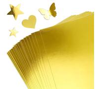30 Sheets Gold Metallic Cardstock Paper 8.5" x 11", 92lb/250GSM Shiny Mirror Finish Surface Foil Board for DIY Crafts, Scrapbook Arts, Invitations, Thank You Cards, Party Decorations