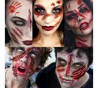 30 Sheets Halloween Tattoos, 300 Pieces Scar Tattoos | Halloween Face Stickers, Zombie Tattoos, Halloween Scar Makeup, Halloween Makeup Accessories for Party Decoration Cosplay