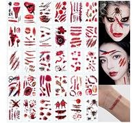 30 Sheets Halloween Temporary Tattoo Stickers Scars Waterproof Halloween Tattoo,Halloween Makeup Tattoos Stickers Family Kit,Suitable for Women Men Boy and Girl Masquerade Halloween Party