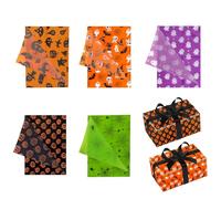30 Sheets Halloween Tissue Paper, 13.8x19.7in Wrapping Paper Pumpkins Ghosts Skulls Bats Spider Web Printed 5 Styles Packaging Gifts for Halloween Party Decoration Supplies (Set 2)