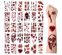 30 Sheets Halloween Zombie Temporary Tattoos - 300Psc NEDEQI Chucky Scar Fake Blood Tattoos Waterproof Realistic Stitches Wound Temp Tattoo for Chucky Cosume Prank Makeup Cosplay Kids Men Women Adults