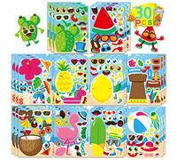 30 Sheets Hawaii Make a Face Sticker Summer Pool Beach Stickers for Kids Make Your Own Watermelon Pineapple Flamingo Stickers for Tropical Luau Craft Party Decor Sticker Summer Holiday Party Favors