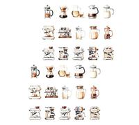 30 Sheets Laptop Sticker Craft Decal Coffee House Series Decorative Sticker Scrapbooking for Journaling Bottle